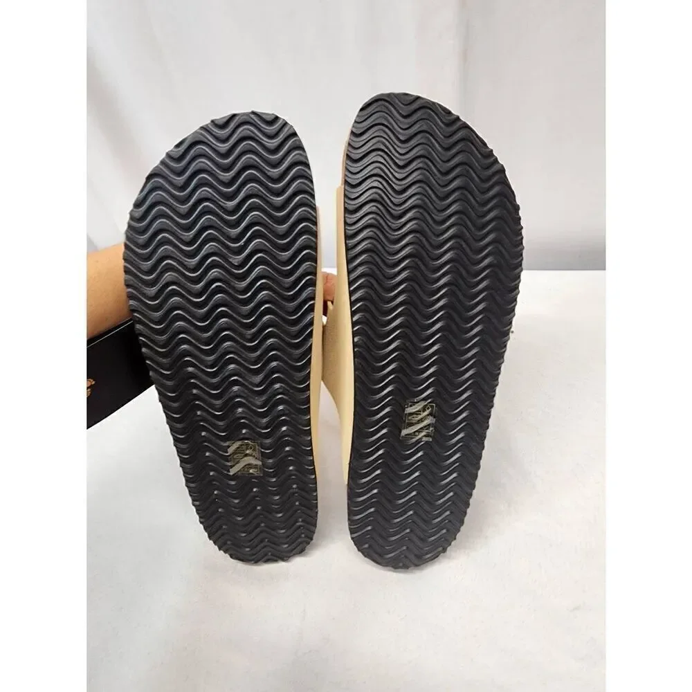 Torotto Mens Tan US 10 Slides Cork Open Toe Adjustable Webbing Flat Sandals